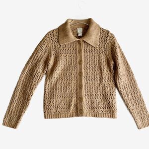 Joie Tan Knit Cardigan Sweater